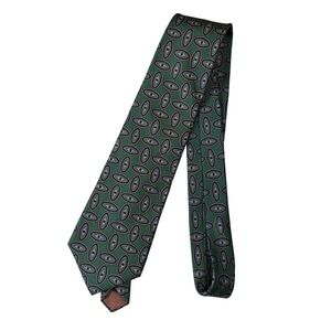 Jordan Marsh‎ Bert Pulitzer Mens Necktie Green Oval Paisley Silk Tie Vintage